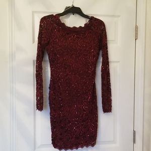 Sequin hearts small burgundy prom/homecoming dress